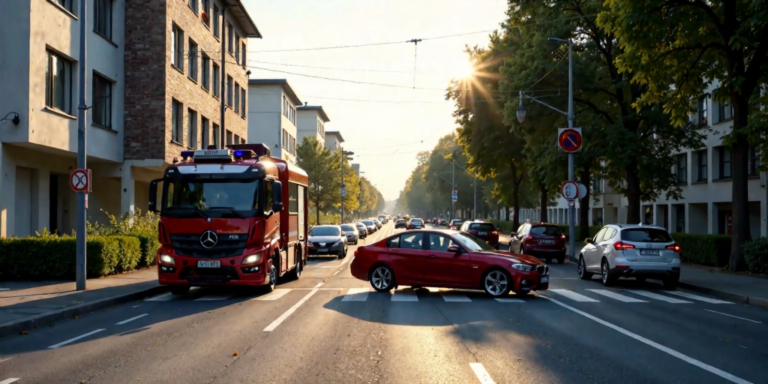 Schwerer Unfall in Berlin-Marzahn: Auto kollidiert mit Tram-Mast – Rettungskräfte im Einsatz