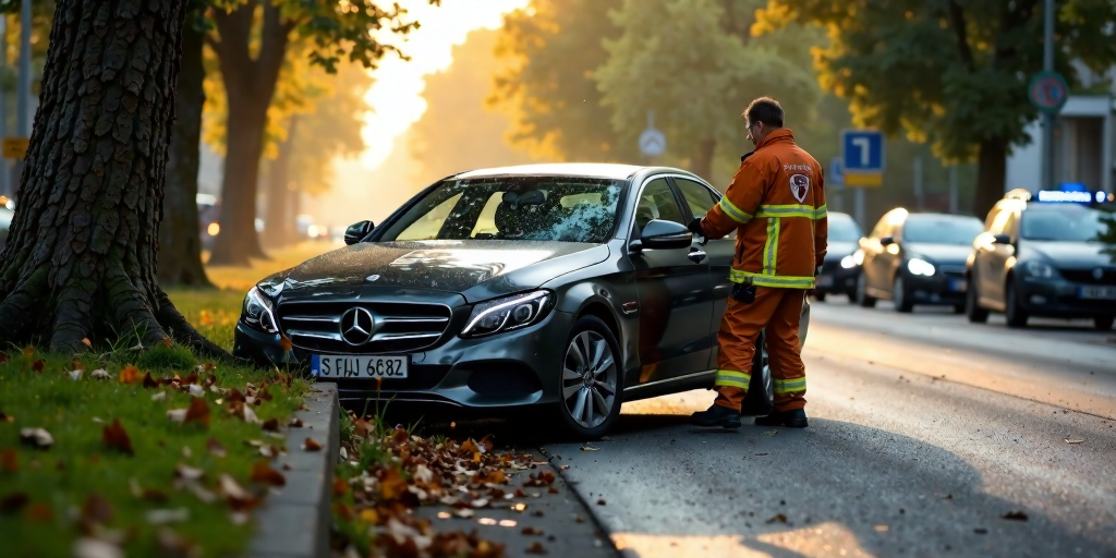 Verkehrsunfall in Treptow-Köpenick: Alkoholisierter Sohn verursacht Zusammenstoß mit Baum neben Vater