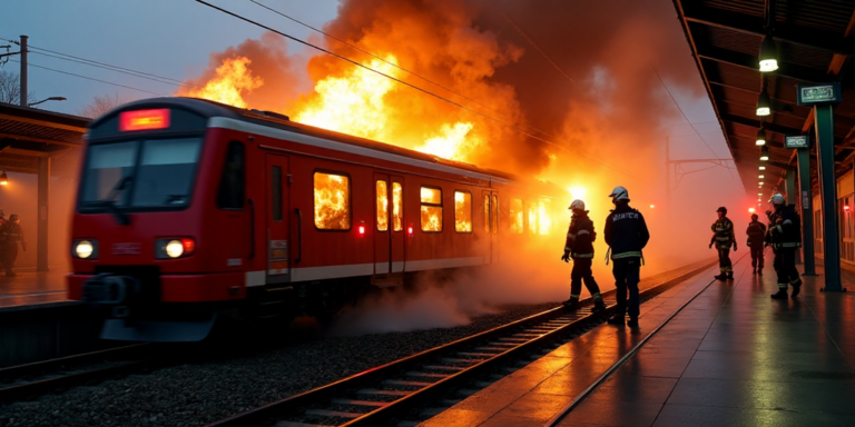 Großeinsatz am Berliner S-Bahnhof Ahrensfelde: Zug in Flammen