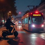 dramatischer e scooter fahrer