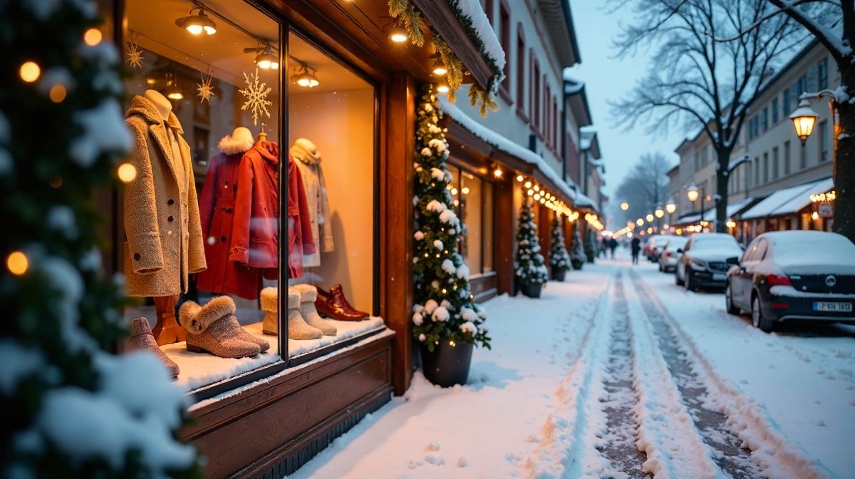 Winterwunder: Schlittschuhe, Geschäft und der Berliner Schneezauber